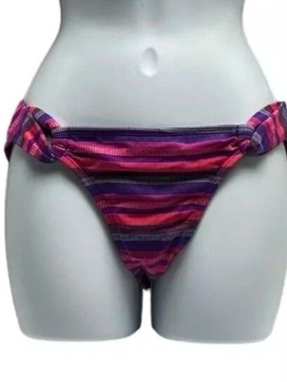 Athleta Womens Tulum Bikini Bottom Pink Purple Stripe Mixed - Size XL & L